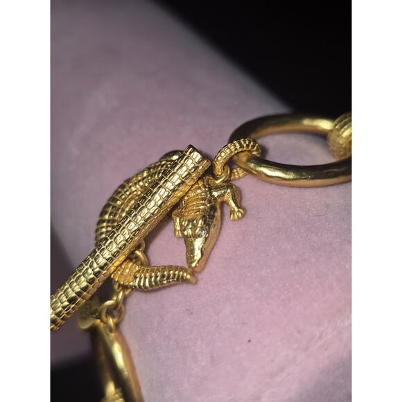 Julie Vos 24K Gold Plated Alligator Large Link Bracelet + Pouch NWOT - MSRP=$235 - Picture 6 of 7